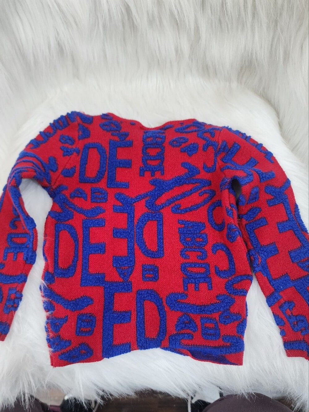 Runway 7 Bold Red & Blue Alphabet Sweater, Size 4 Children - Picture 4 of 5
